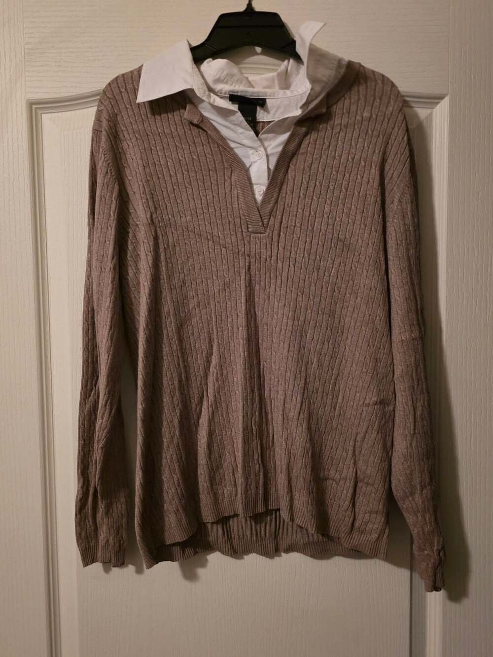 Lane Bryant Ribbed Knit Twofer Sweater With Collared V-Neck Size 18/20